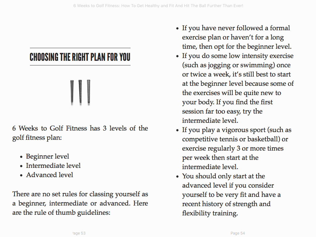 6 Weeks to Golf Fitness - Sample Page 2
