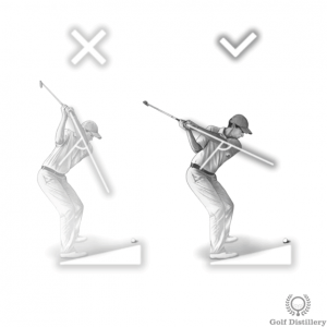 Use a flatter swing when the ball is above your feet