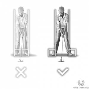 Widen your stance when the ball is below your feet