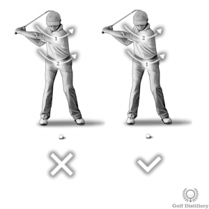 Hips should begin motion on the downswing; shoulders should follow, not lead