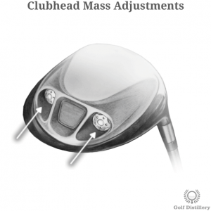Closeup of a driver clubhead showing mass customization options