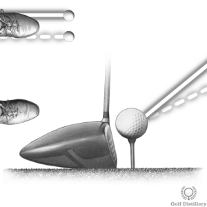 Too high drive caused by ball position too far forward