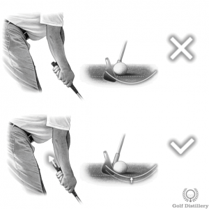 Holding the club too high on the grip can lead to a fat shot