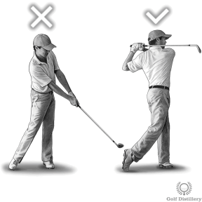 Don't quit your swing; complete your follow through swing thought