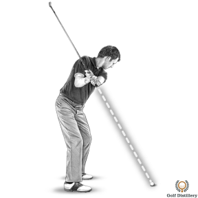 Your backswing is on plane if the butt end of the club points directly at the ball at the halfway back position of the backswing