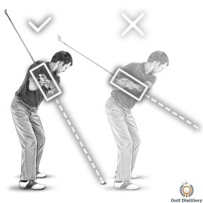 Your backswing is too flat if the butt end of your club points above the golf ball at the halfway back position of the backswing