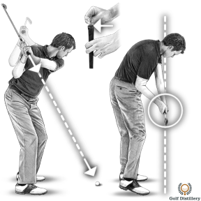 Golf downswing drill for help in keeping the lag (hands ahead of the club)