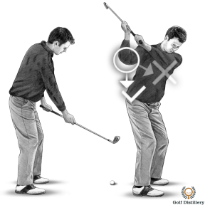Golf downswing drill for the right elbow