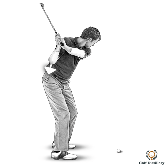 Pull your right elbow down during the downswing from the top of the golf swing
