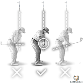 Your club should point straight at the target in the takeaway (when club is parallel to the ground)