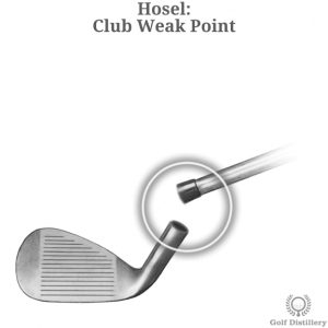 The hosel represents a weak point on a golf club