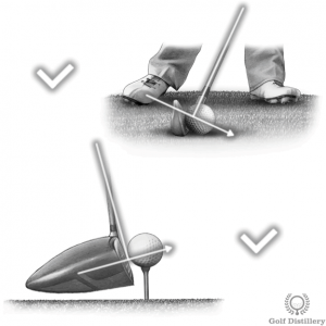 Hit down using irons; hit up using a driver