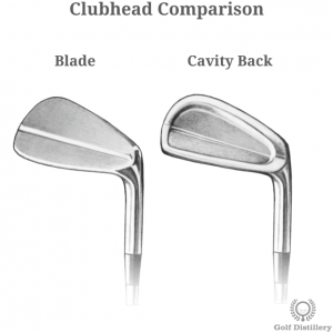 Comparison of a golf club of the blade type and one of the cavity back type