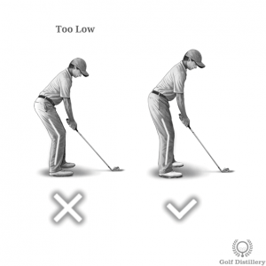 Knees should not be bent too much at address