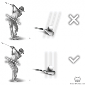 Locking the right knee leads to an inside out swing