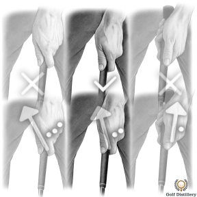 Proper position of the left hand in a golf grip