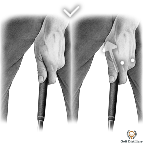 Golf grip where the left hand is in a neutral position (good)