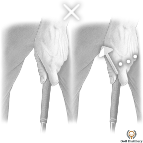 Golf grip where the left hand is in a too strong position