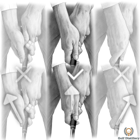 Proper position of the right hand in a golf grip
