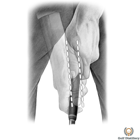 Proper Golf Grip - Place the fleshy pad of your right thumb directly on top of your left thumb