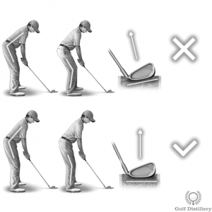 A club resting on its heel can lead to a pull