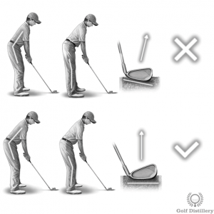 A clubhead resting on its toe can lead to a push