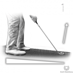 A lie where the feet are above the ball can lead to a push