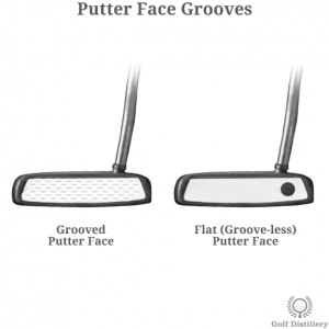Putter face with grooves vs flat putter face (groove-less)