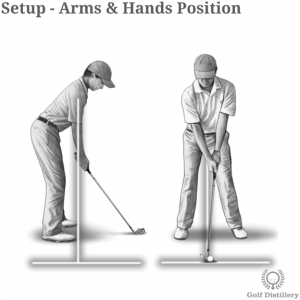 Arms and hands position in a golf setup