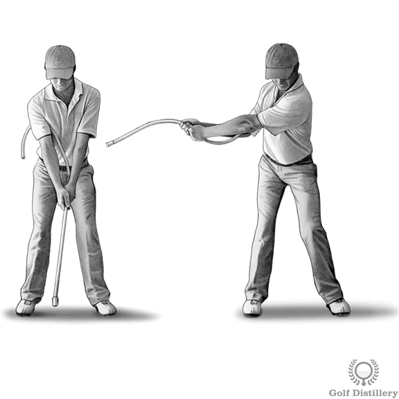 Swing as if you were holding a garden hose