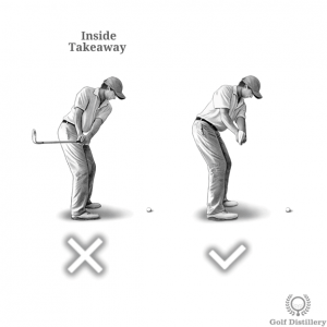 Club should not be brought too far inside during the takeaway