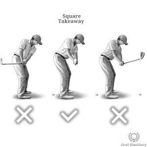 Square takeaway means the club points at the target