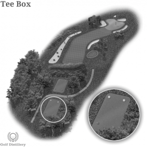 The Teeing Ground is located on a 3D graphic of a golf hole