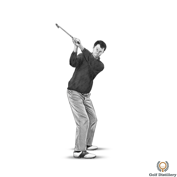 Bring your club to the top of the golf swing and notice the position of your hands
