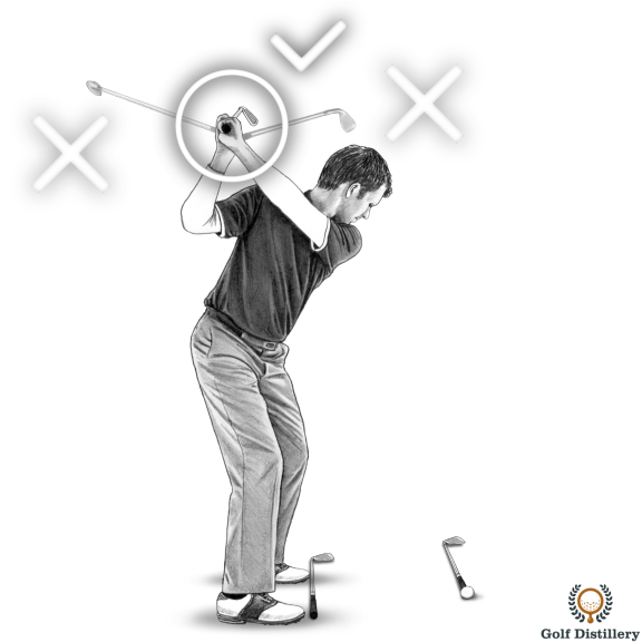 Top of the golf swing drill for the correct direction of the club