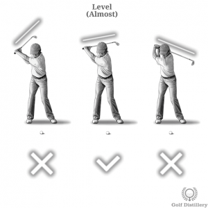 Shaft is mostly level of the ground at the top of the swing