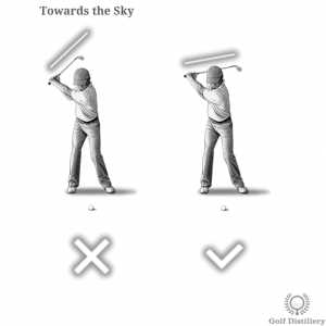 Shaft should not point towards the sky at the top of the swing