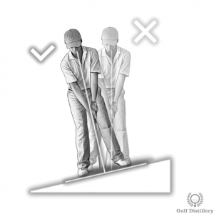 Match the slope of the hill with your shoulders when hitting from an uphill
