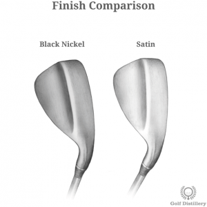 Comparison of different wedge finish options in golf clubs (satin, black nickel)